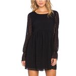 BCBGeneration  Ruffle Sleeve Gingham Black Long Sleeve Babydoll Mini Dress Medium Photo 1