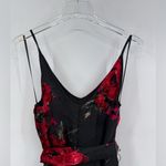 Anthropologie Ettwa Burnout Velvet Jumpsuit Black Red Floral Wide Leg small Photo 10