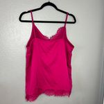 A New Day A New Day Satin Cami Tank Size XL Pink Y2K V Neck Lace Trim Photo 5