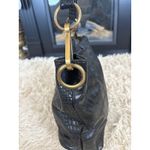Bueno Black Faux Croc Embossed Shoulder Bag Hobo Purse Gold Tone Hardware Photo 2