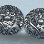 Vintage Indian Tibetan Japanese silver screw back earrings Photo 0