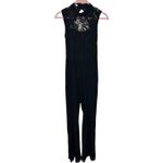 93 ELINE Line & Dot Black Lace Mock Neck Backless Jumpsuit Womens Size S Gothic Photo 1