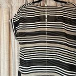 Soprano  Black and Grey Stripe Short Sleeve Blouse Size Medium Photo 12