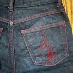 Baby Phat Vintage Dark Wash Jeans with red stitching and cat accent Photo 2