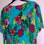 Susan Graver  QVC Size L Liquid Knit Faux Wrap Dress in Green Tropical Photo 8