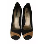 H by Halston Black Camel Brown Leather Peep Toe High Heel Stiletto Pumps Sz 8.5 Photo 3
