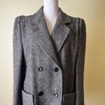 Vintage International Scene Pure New Wool Herringbone Coat Size 13/14 Black Size L Photo 7