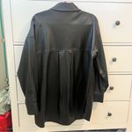 ZARA Black Faux Leather Jacket with Button Details Photo 2