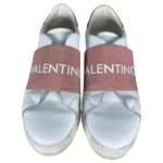 Valentino by Mario Maya Logo Leather Slip On Pink White Women's Size 8.5 Photo 1