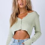 Princess Polly Green Cropped Cardigan Photo 0