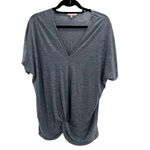 Juicy Couture Womens PlungeV Neck Lightweight Short Sleeve Heather Gray Top Med Photo 1