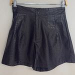 Faux Crocodile High Waist Shorts NWOT Black Size M Photo 0