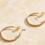 18K Gold Thin 20mm Hoop Earrings Photo 7