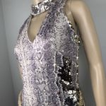 Fab'rik Bodycon Sequins Snakeskin Mini Dress Sz S Cocktail Party Club Sexy Date Purple Photo 4