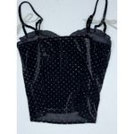 Lulus  Black Velvet Rhinestone Bow Bustier Top Corset Sparkle Party Size M Photo 3