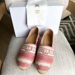 Christian Dior Dior Pink Granville Embroidered D Stripe Cotton Espadrille Flats Photo 1