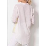 Sundry  Evereve Pop Stripe‎ Button Up Long Sleeve Shirt Chanterelle White Photo 2