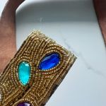 Leather belt with colorful beading and leather backing antique vintage Multiple Size 30 Photo 3