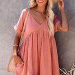 VICI OATLAND COTTON POCKETED BABYDOLL DRESS - ROSE Photo 2