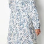 J Jill Pure‎ Jill Organic Cotton Saffron Midi Dress Long Sleeve Blue White Size L Photo 0