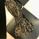 7th Avenue New York & Company Black Blouse Gold Lace Long Sleeves Neck Tie Large Multiple Photo 4