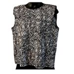 Nine West Women's Sleeveless Blouse XL Black White Abstract Gold Chain Detail Photo 4