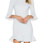 REBECCA VALLANCE Billie Ruffled Mini Dress Ice Blue Sz 2 Photo 0