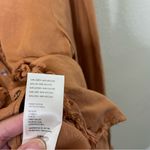 Anthropologie  Pilcro Ruffled Placket Shirt Tan Terracotta Womens Button Down L Photo 6