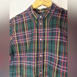 J.Crew  Classic Green Pink Plaid Collar Button Down Shirt Size 6 Tall Photo 2