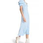 Betsey Johnson Size XL Blue Checkered Puff Sleeve Plaid Midi Dress Casual Flirt Photo 2