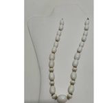 None Vintage Beaded Statement Chunky Necklace Gold White Clasp Closure Photo 8