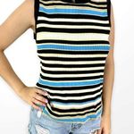 Anne Klein 90s Vintage Striped Ribbed Sleeveless Knit Top Photo 0