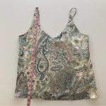 Bishop and Young  Cream Boho Paisley Print Silky V-Neck Tank Top Small Photo 2