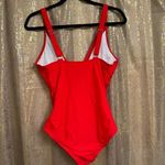 Lipstick Red Bright Cherry Mesh Plunge One Piece Swimsuit Medium Photo 1