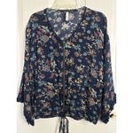 Xhilaration Sheer Floral Fringe Full Zip Top Size XS Tassels Boho Western Cowgirl Hippie Photo 2