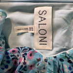 Saloni Tilly Blue Print Floral Silk Shirt Dress Sorrel Teal Bloom Womens Size 4 Photo 8