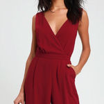 Lulus NWT. Kiska Burgundy Lace Wide-Leg Jumpsuit Photo 0