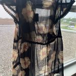 Free People Black and Yellow Sheer Tie Front Blouse Sz Small Photo 4