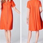 JJill Love Linen Zinnia Orange Button Front Shirt Dress Size M Lagenlook Size M Photo 5