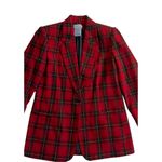 White Stag Christmas Red Plaid wool Blazer Size 6 Photo 8