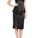 Bardot Polka Dot Printed Midnight Blue Peplum Dress Cocktail Dress Photo 5