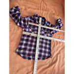 Love Note Love Notes Women 3/4 Tab Roll Sleeve Blouse L Plaid Button Down Collared Pocket Photo 8