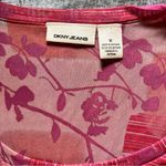 DKNY  top women’s size medium sheer pink floral long sleeve blouse VTG Y2K Photo 3