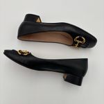 Gucci Baby Horsebit Square Toe Black Leather Block Heel Loafer Flat Pump Size 39 Photo 7
