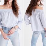 Madewell  blue and white off the shoulder shirt Xs Photo 1
