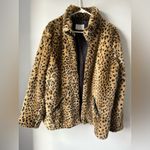 White Stag VTG  Leopard Print Faux Fur Coat Jacket Zip Up Jacket Hippie Size M L Photo 2