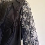 Rickie Freeman Teri jon black dress size 6 lace sleeves silk dress Photo 5