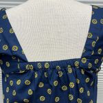 J. Crew Navy Blue and Yellow Printed Cotton Poplin Square Photo 7
