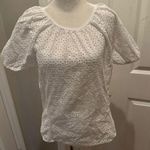 J.Crew  White Lace Puff Sleeve Blouse Cotton Short Sleeve Women's Size 4 Photo 0