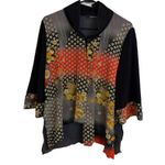 Moonlight  Y S Fashion Top Womens Black Oriental Floral Asym Slit Button Open Photo 0